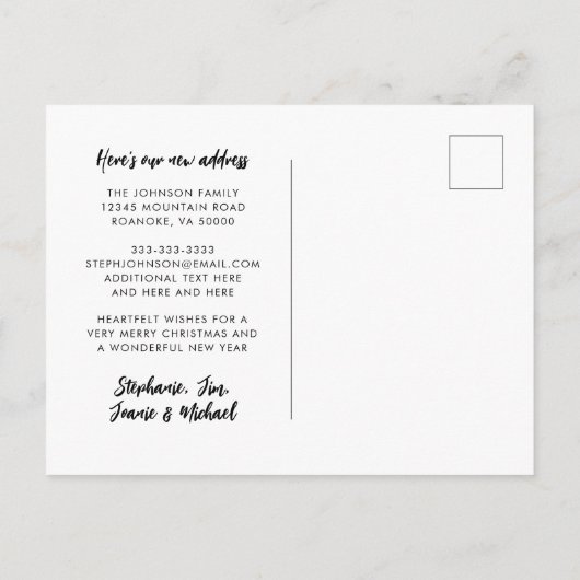 私たちの新しい首の森の休日の移動 案内ポストカード (裏面)