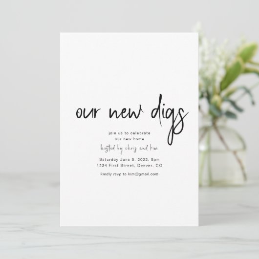 私たちの新しいDigs引っ越し祝いパーティーパーティの招待状 招待状 (スタンド正面)