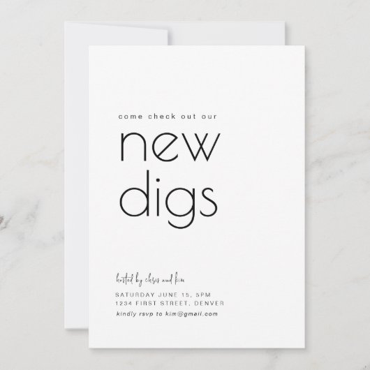 私たちの新しいDigs引っ越し祝いパーティーパーティー招待状 招待状 (正面)