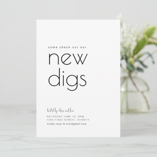 私たちの新しいDigs引っ越し祝いパーティーパーティー招待状 招待状 (スタンド正面)