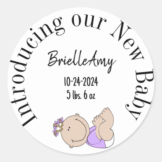 私たちの新生児ガール封筒用シール ラウンドシール (正面)