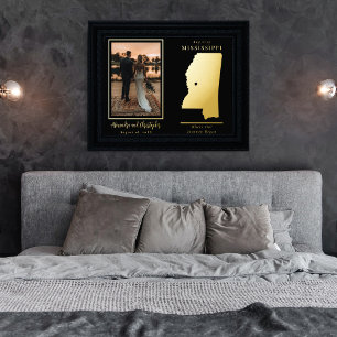 私たちの旅がミシシッピの写真を結婚始めた場所 箔ポスター