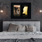 私たちの旅がミシシッピの写真を結婚始めた場所 箔ポスター