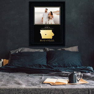 私たちの旅が始まったアイオワ州の結婚式写真 箔ポスター