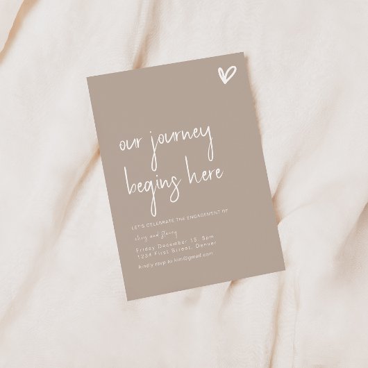 私たちの旅が始まるここ婚約パーティ招待状 招待状