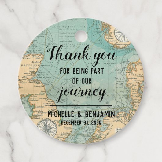 私たちの旅に参加してくれてありがとうラベル フェイバータグ (正面)