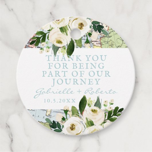 私たちの旅の地図の仲間に感謝（ウェディング・エンゲージメント・ブライズシャワー用ラベル） フェイバータグ (正面)