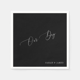 私たちの日カスタムのB/Wの結婚カクテル スタンダードカクテルナプキン