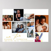 私たちの星 |新生児誕生編集可能数々の金ゴールド 箔ポスター (正面)