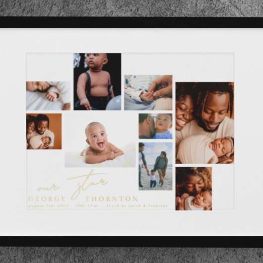 私たちの星 |新生児誕生編集可能数々の金ゴールド 箔ポスター