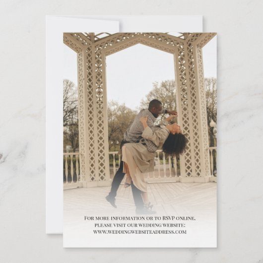 私たちの書道の写真の両面に参加結婚する 招待状 (裏面)