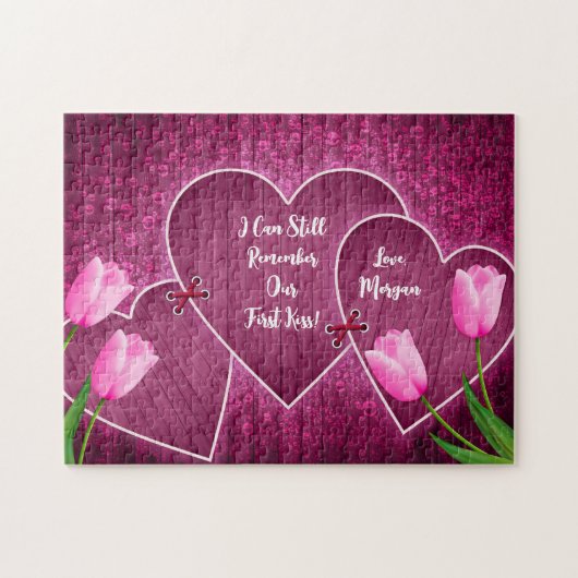 私たちの最初のキスまたはテキストを覚えている ジグソーパズル (横)