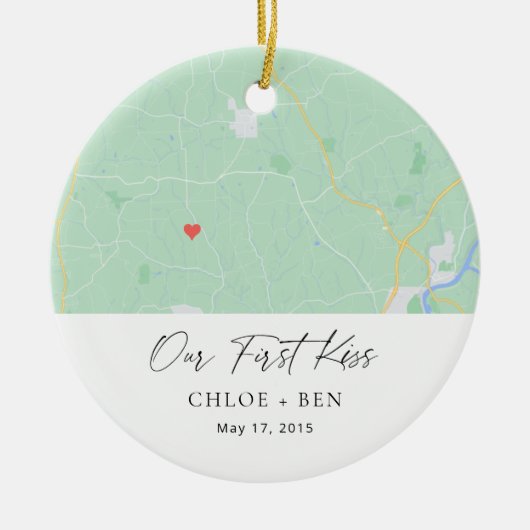 私たちの最初のキスパーソナライズされたマップセラミックオーナメント セラミックオーナメント (正面)
