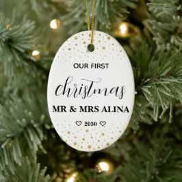 私たちの最初のクリスマスの結婚式を作ろう セラミックオーナメント