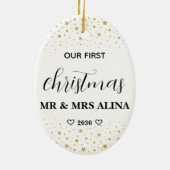 私たちの最初のクリスマスの結婚式を作ろう セラミックオーナメント (裏面)