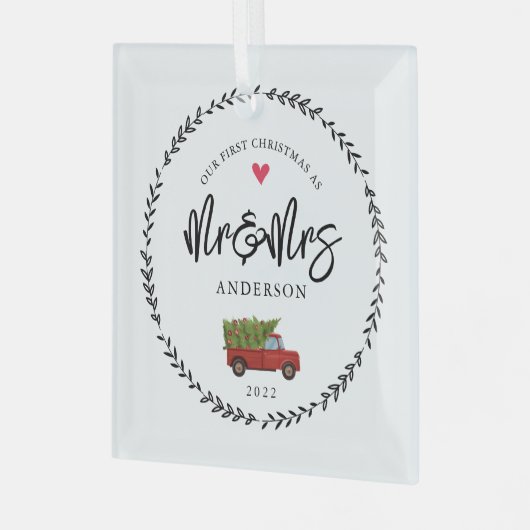 私たちの最初のクリスマスはMr.そしてミセス ガラスオーナメント (正面左)