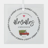 私たちの最初のクリスマスはMr.そしてミセス ガラスオーナメント (正面)