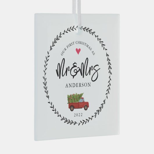 私たちの最初のクリスマスはMr.そしてミセス ガラスオーナメント (正面右)