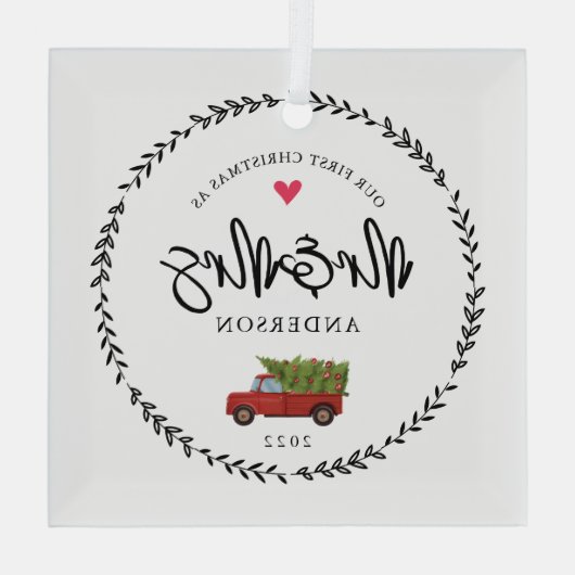 私たちの最初のクリスマスはMr.そしてミセス ガラスオーナメント (裏面)