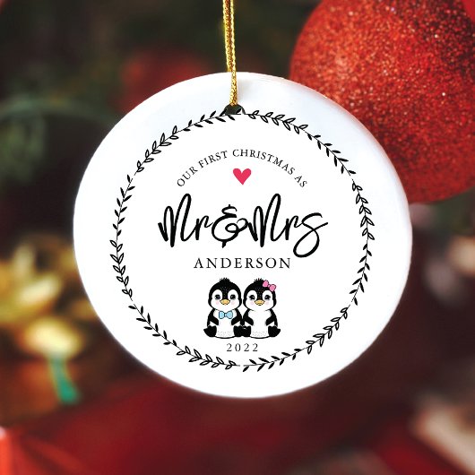 私たちの最初のクリスマスはMr.そしてミセス セラミックオーナメント