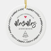 私たちの最初のクリスマスはMr.とミセス・クリスマスツリー セラミックオーナメント (正面)