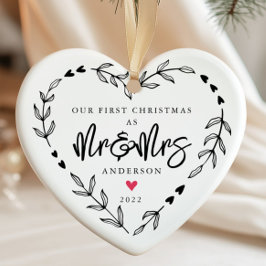 私たちの最初のクリスマスはMr.ミセス・セラミック・オーナメント セラミックオーナメント