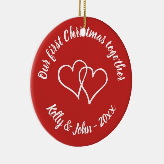 私たちの最初のクリスマスカップルの木のオーナメント セラミックオーナメント (右)