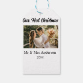私たちの最初のクリスマスカップル写真 名前 ミスター＆ミセス モッド ギフトタグ (裏面)