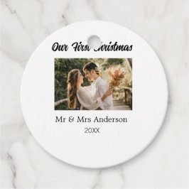 私たちの最初のクリスマスカップル写真 名前 ミスター＆ミセス モッド フェイバータグ