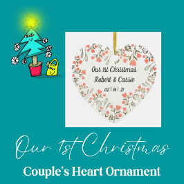 私たちの最初のクリスマスパーソナライズされた結婚の セラミックオーナメント