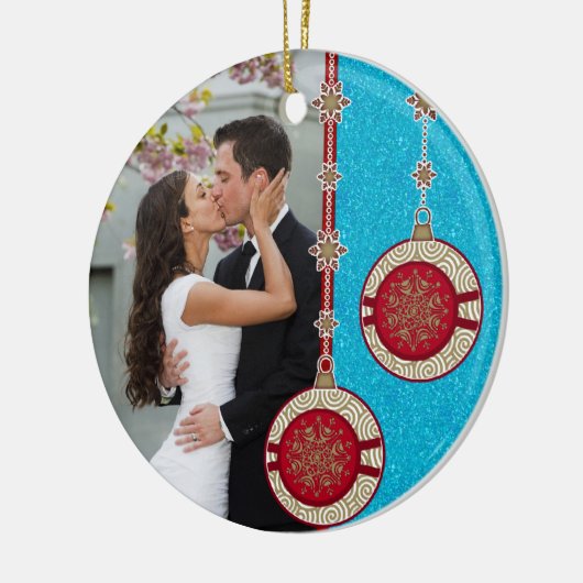 私たちの最初のクリスマス一緒に写真クリスマスオーナメント セラミックオーナメント (左)