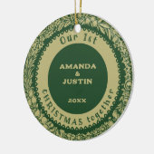 私たちの最初のクリスマス一緒に金ゴールドリース緑 –  セラミックオーナメント (左)
