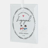 私たちの最初のクリスマス婚約した ガラスオーナメント (正面左)