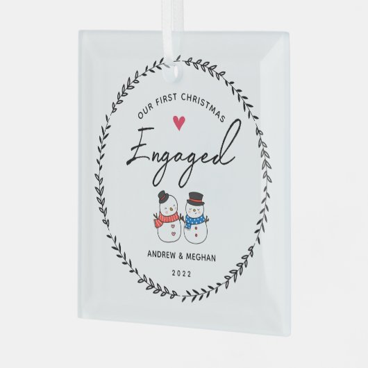 私たちの最初のクリスマス婚約した ガラスオーナメント (正面左)