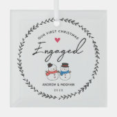 私たちの最初のクリスマス婚約した ガラスオーナメント (正面)