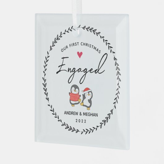 私たちの最初のクリスマス婚約した ガラスオーナメント (正面左)