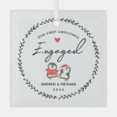 私たちの最初のクリスマス婚約した ガラスオーナメント (正面)