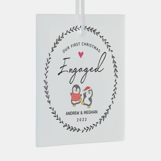私たちの最初のクリスマス婚約した ガラスオーナメント (正面右)