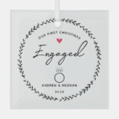 私たちの最初のクリスマス婚約した ガラスオーナメント (正面)