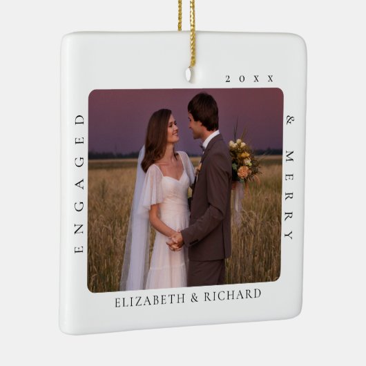 私たちの最初のクリスマス最小モダン婚約者&メリー セラミックオーナメント (右)