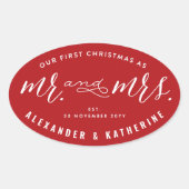 私たちの最初のクリスマス　ミスター＆ミセスホリデーウェディング 楕円形シール (正面)