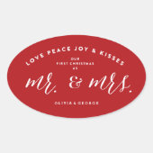 私たちの最初のクリスマス　ミスター＆ミセスホリデーウェディング 楕円形シール (正面)