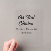 私たちの最初のクリスマス 夫婦の名前と日付 アクリル招待状 (インサイチュ (ポータブル))