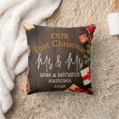 私たちの最初のクリスマス 新婚夫婦の木 クッション (ブランケット)