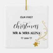 私たちの最初のクリスマス 結婚 セラミックオーナメント (裏面)