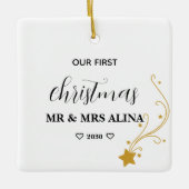 私たちの最初のクリスマス 結婚 セラミックオーナメント (正面)