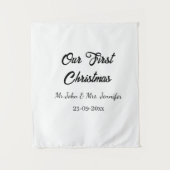 私たちの最初のクリスマス Mr と Mrs カップル名 日付 タペストリー (正面)