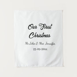 私たちの最初のクリスマス Mr と Mrs カップル名 日付 タペストリー