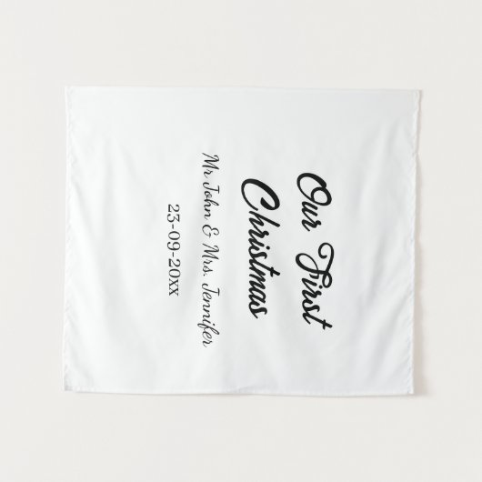 私たちの最初のクリスマス Mr と Mrs カップル名 日付 タペストリー (正面(横))