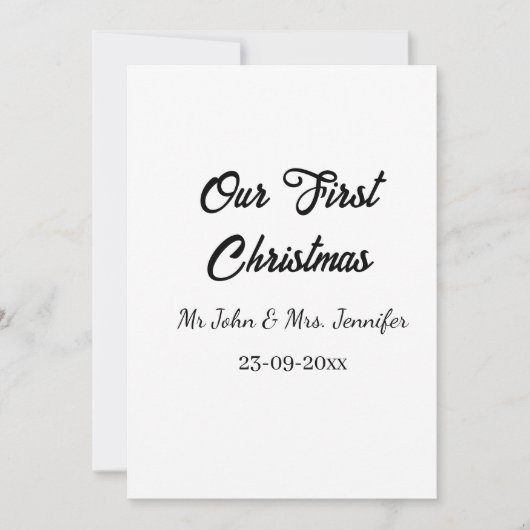私たちの最初のクリスマス Mr と Mrs カップル名 日付 招待状 (正面)